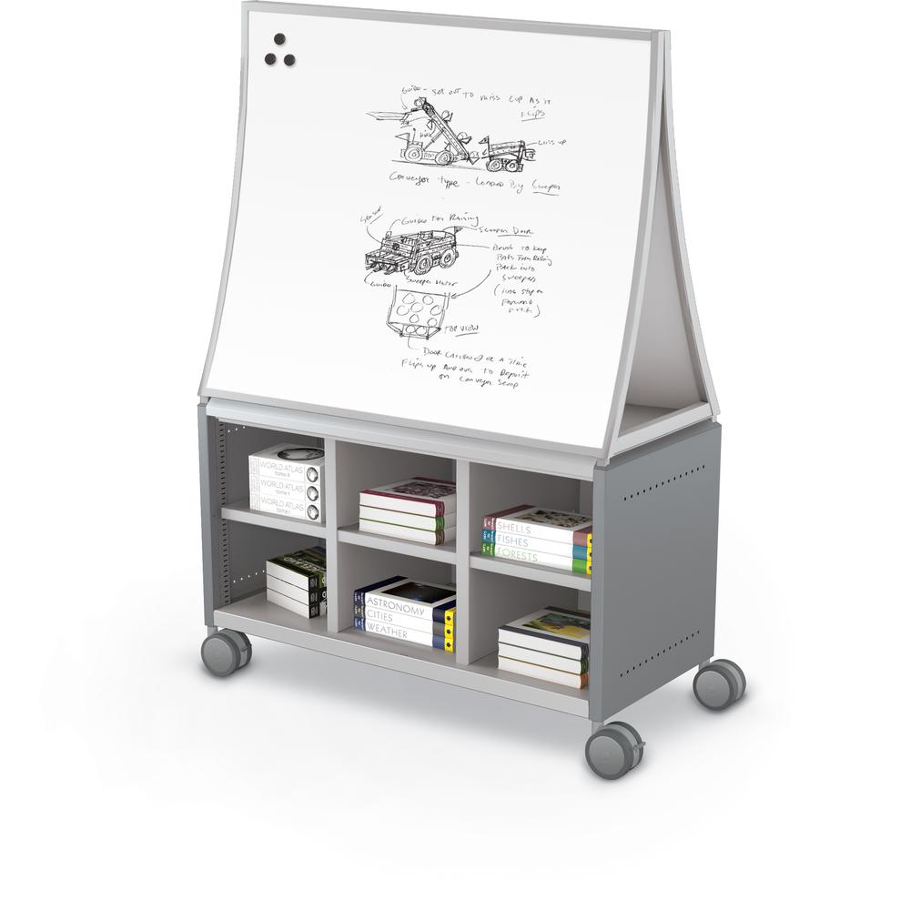 Compass Cabinet - Maxi H1 -Cubbies / Casters / Ogee Board - Cool Grey. Picture 2
