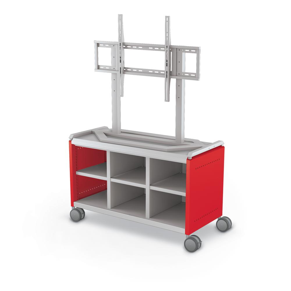 Compass Cabinet - Maxi H1 -Cubbies / Casters / TV Mount- Red. Picture 1