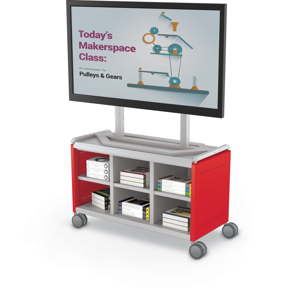Compass Cabinet - Maxi H1 -Cubbies / Casters / TV Mount- Red. Picture 2