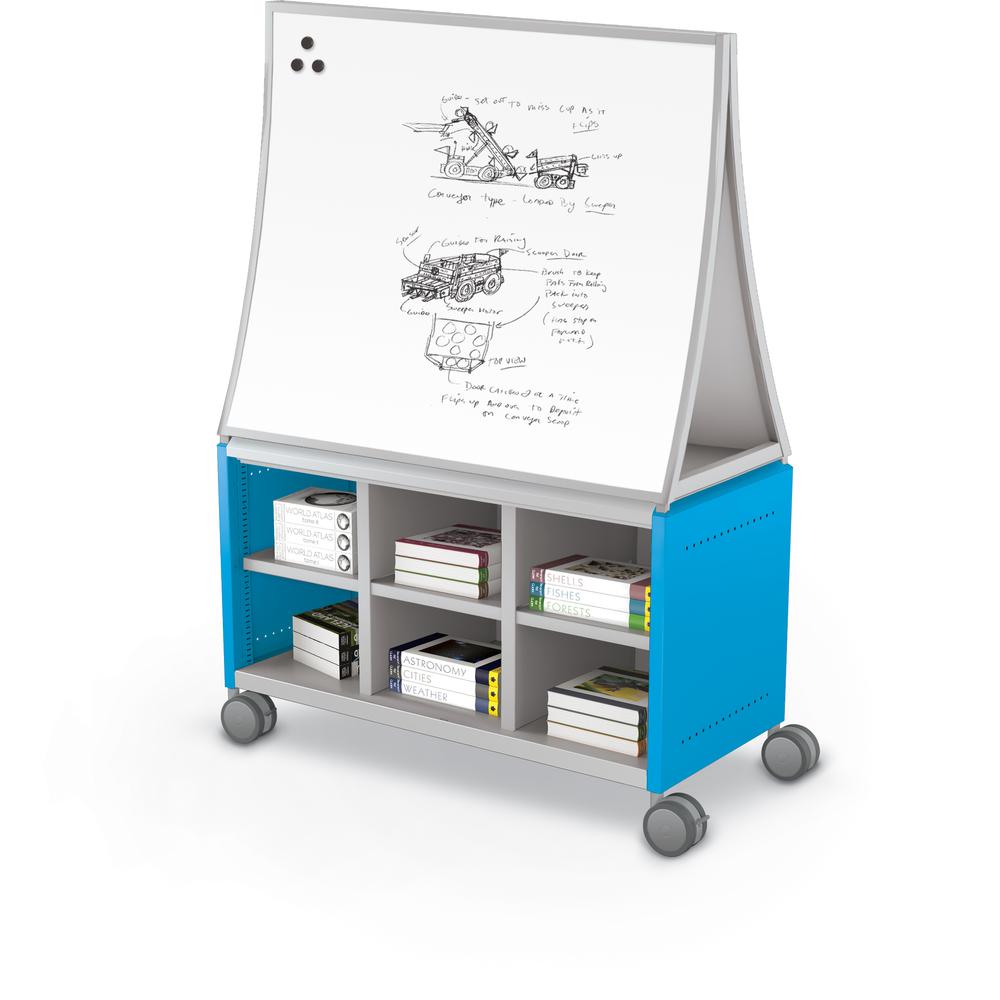 Compass Cabinet - Maxi H1 -Cubbies / Casters / Ogee Board - Blue. Picture 2