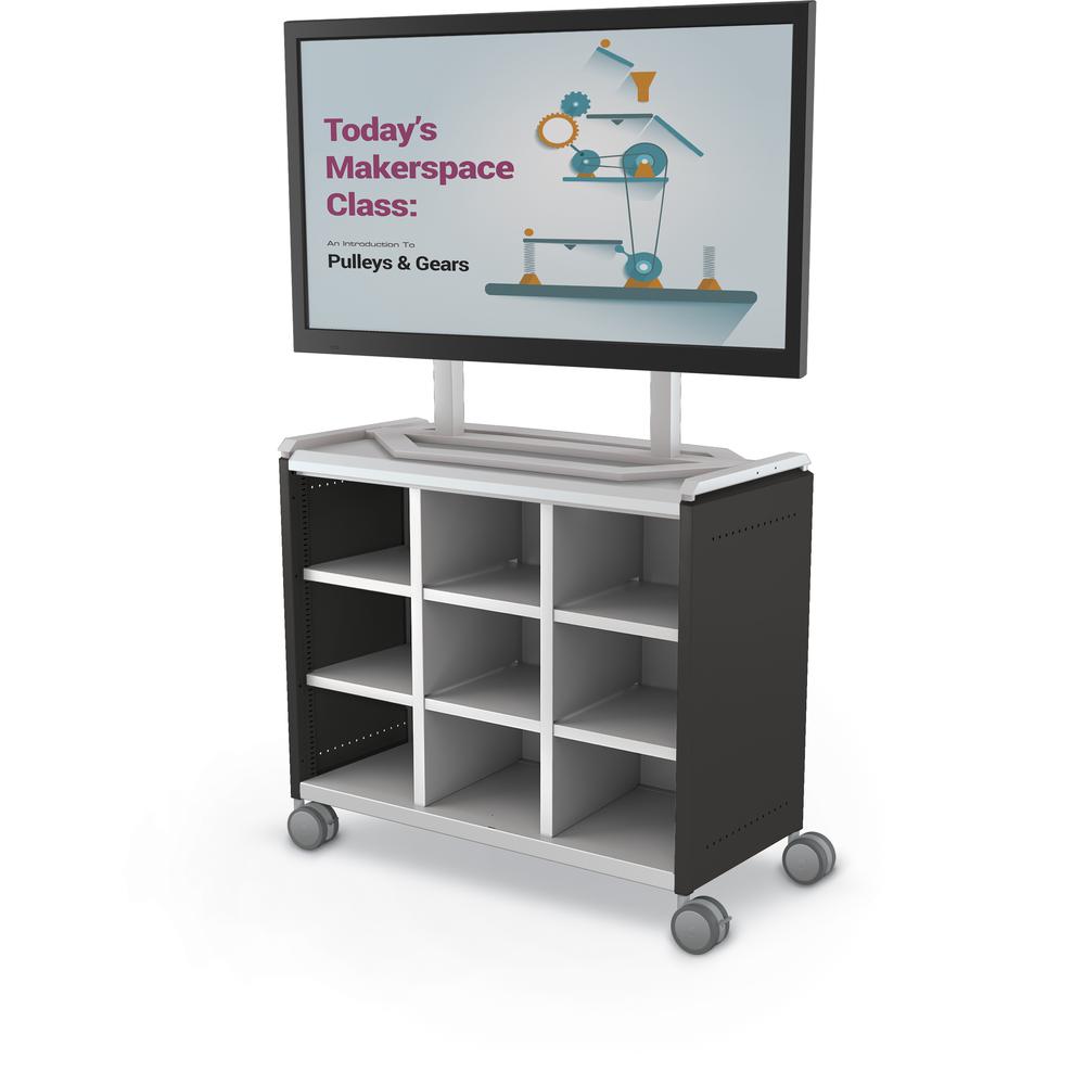 Compass Cabinet - Maxi H2 -Cubbies / Casters / TV Mount- Black. Picture 2