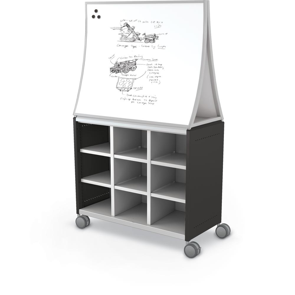 Compass Cabinet - Maxi H2 -Cubbies / Casters / Ogee Board - Black. Picture 1