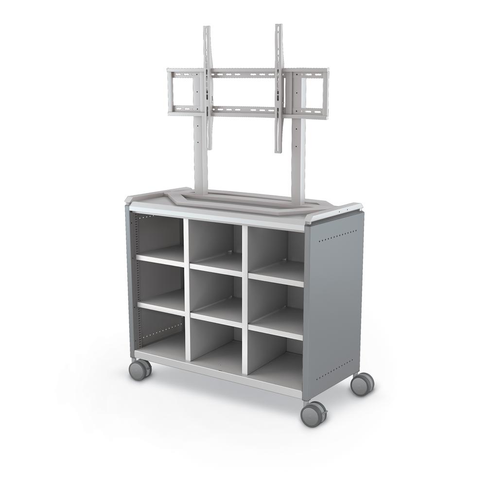 Compass Cabinet - Maxi H2 -Cubbies / Casters / TV Mount- Cool Grey. Picture 1