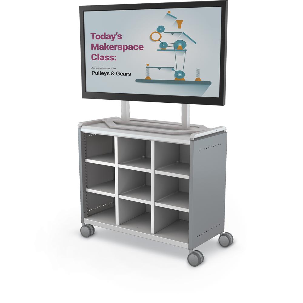 Compass Cabinet - Maxi H2 -Cubbies / Casters / TV Mount- Cool Grey. Picture 2