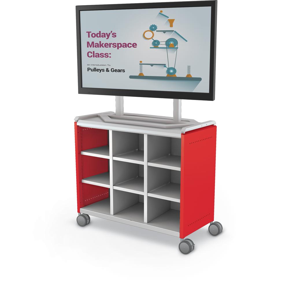 Compass Cabinet - Maxi H2 -Cubbies / Casters / TV Mount- Red. Picture 2