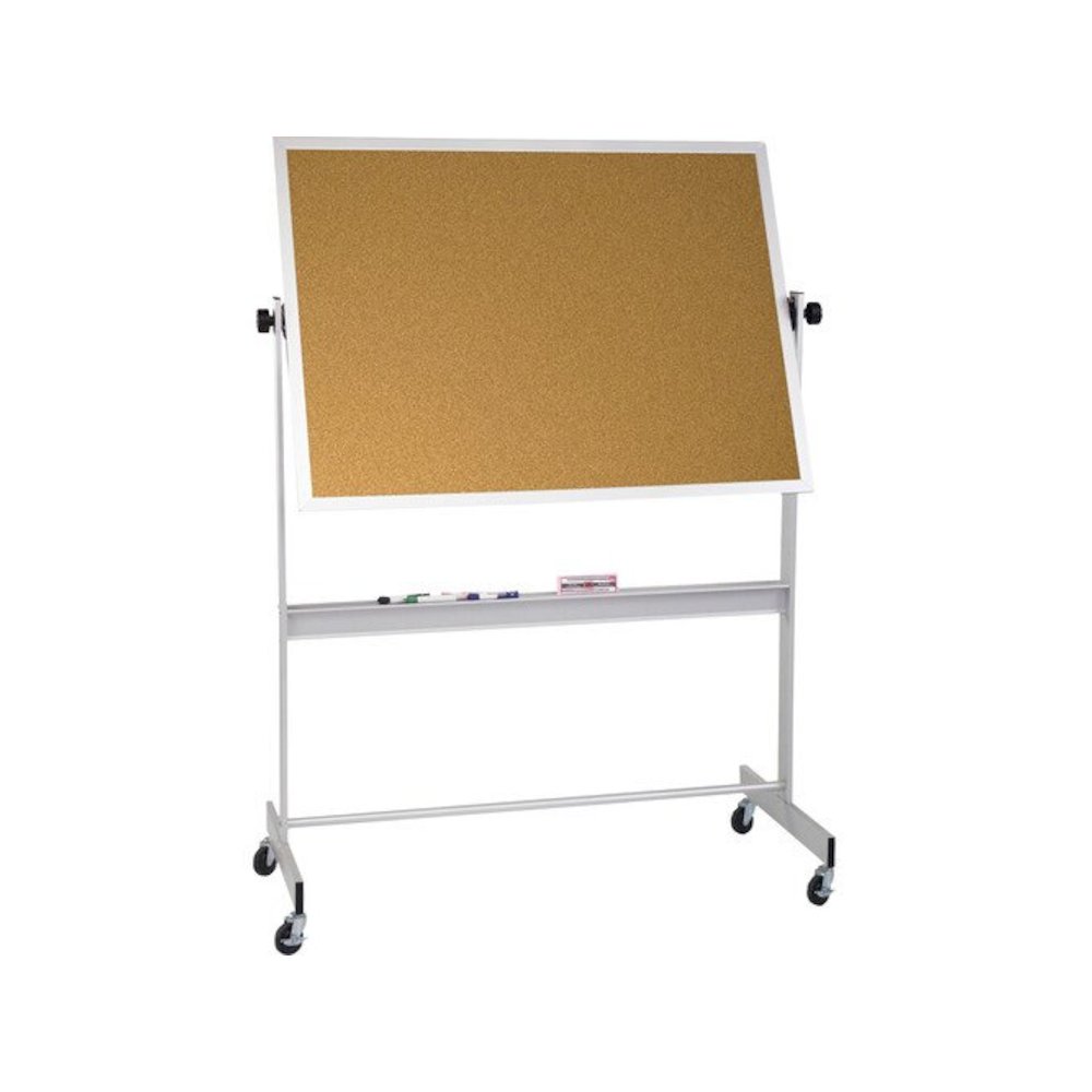 Porcelain Markerboard/Natural Cork, Aluminum Trim - 48"H X 60"W. Picture 1