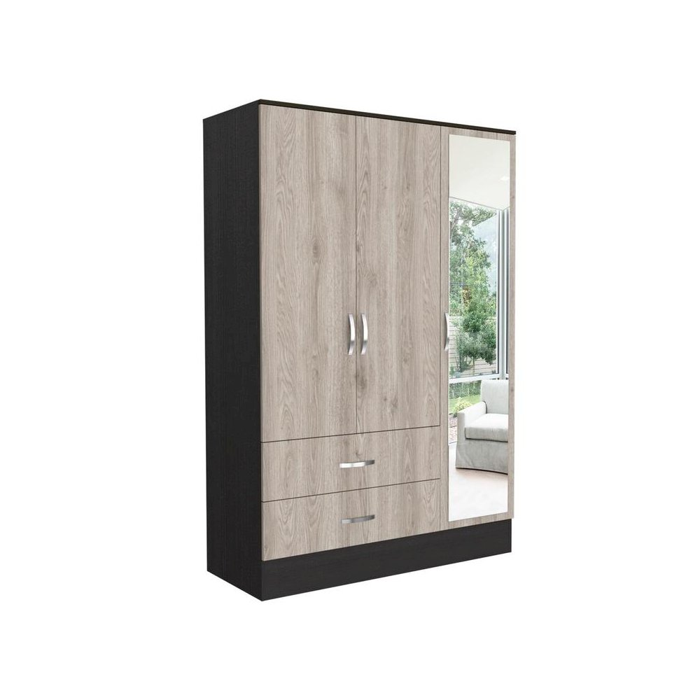 Bolton 120 Mirrored Armoire Black / Light Gray MDF. Picture 2