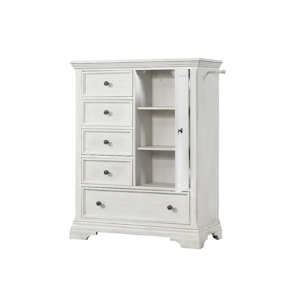 Olivia Wood Chifferobe, Brushed White. Picture 2