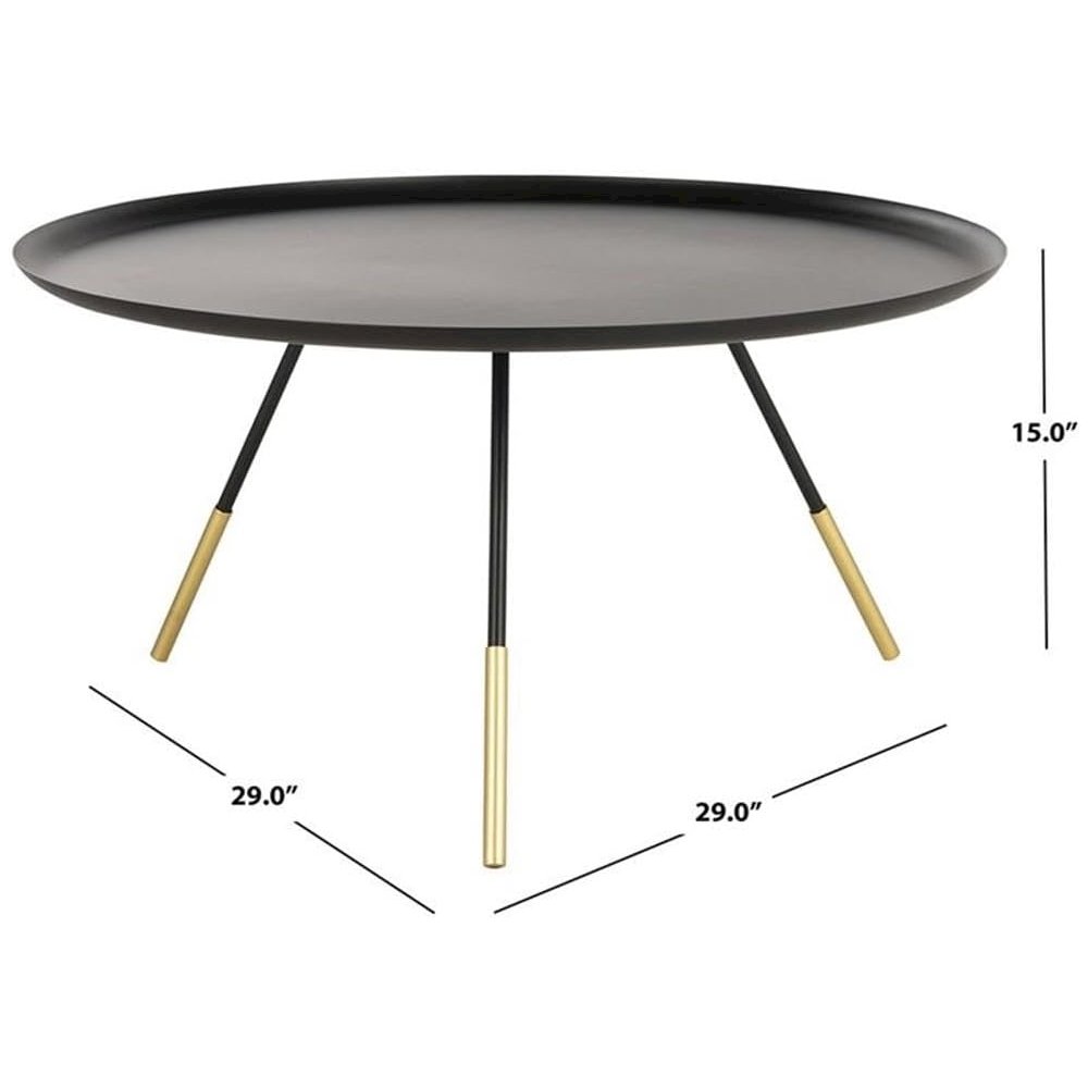 Home Orson Black and Gold Round Coffee Table. Picture 3