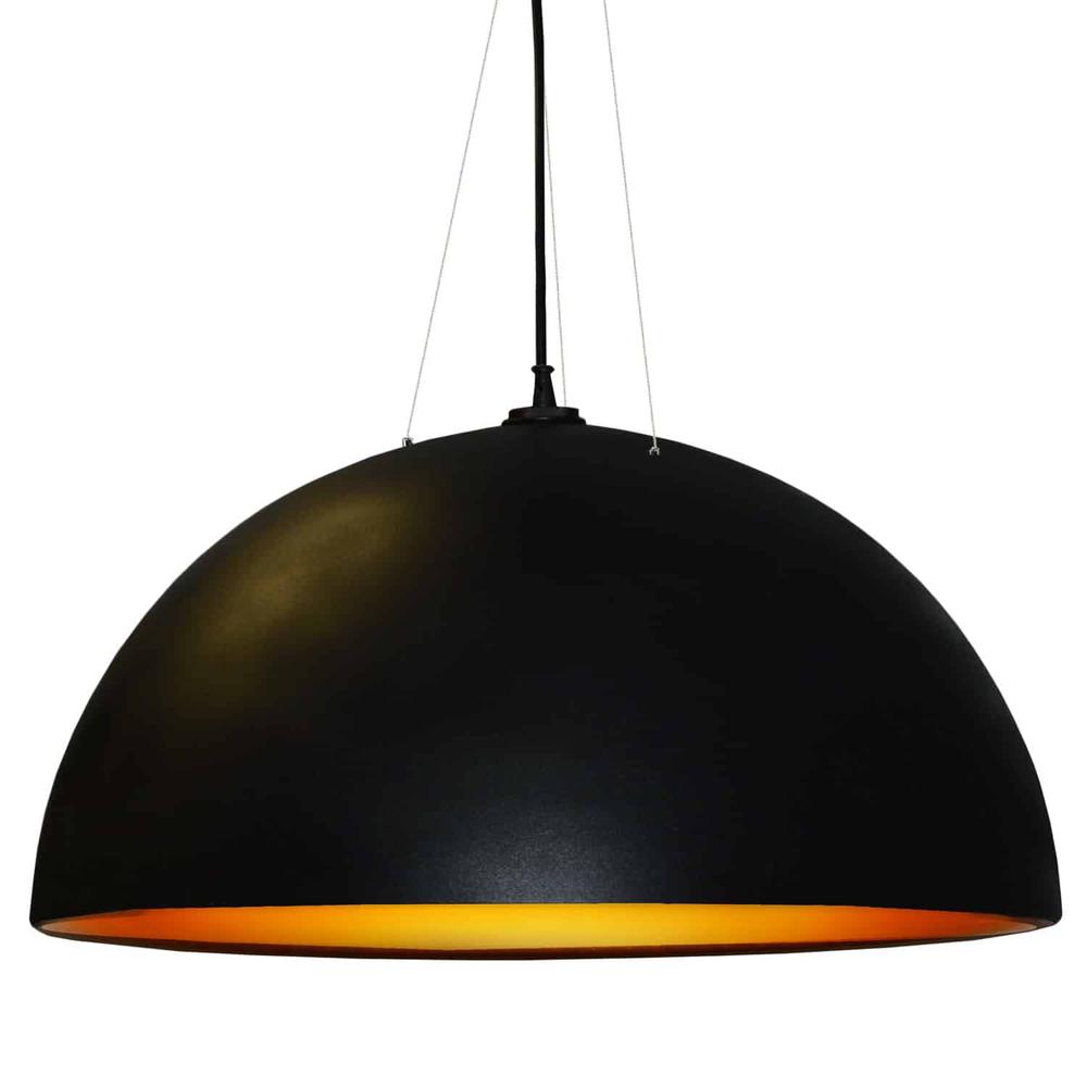 3 Bulb Pendant, Black & Gold Finish. Picture 1