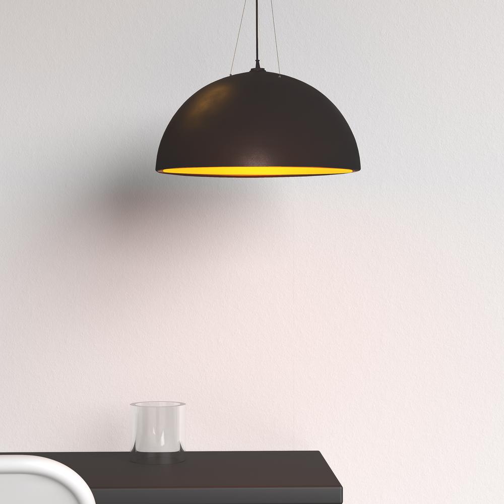 3 Bulb Pendant, Black & Gold Finish. Picture 2