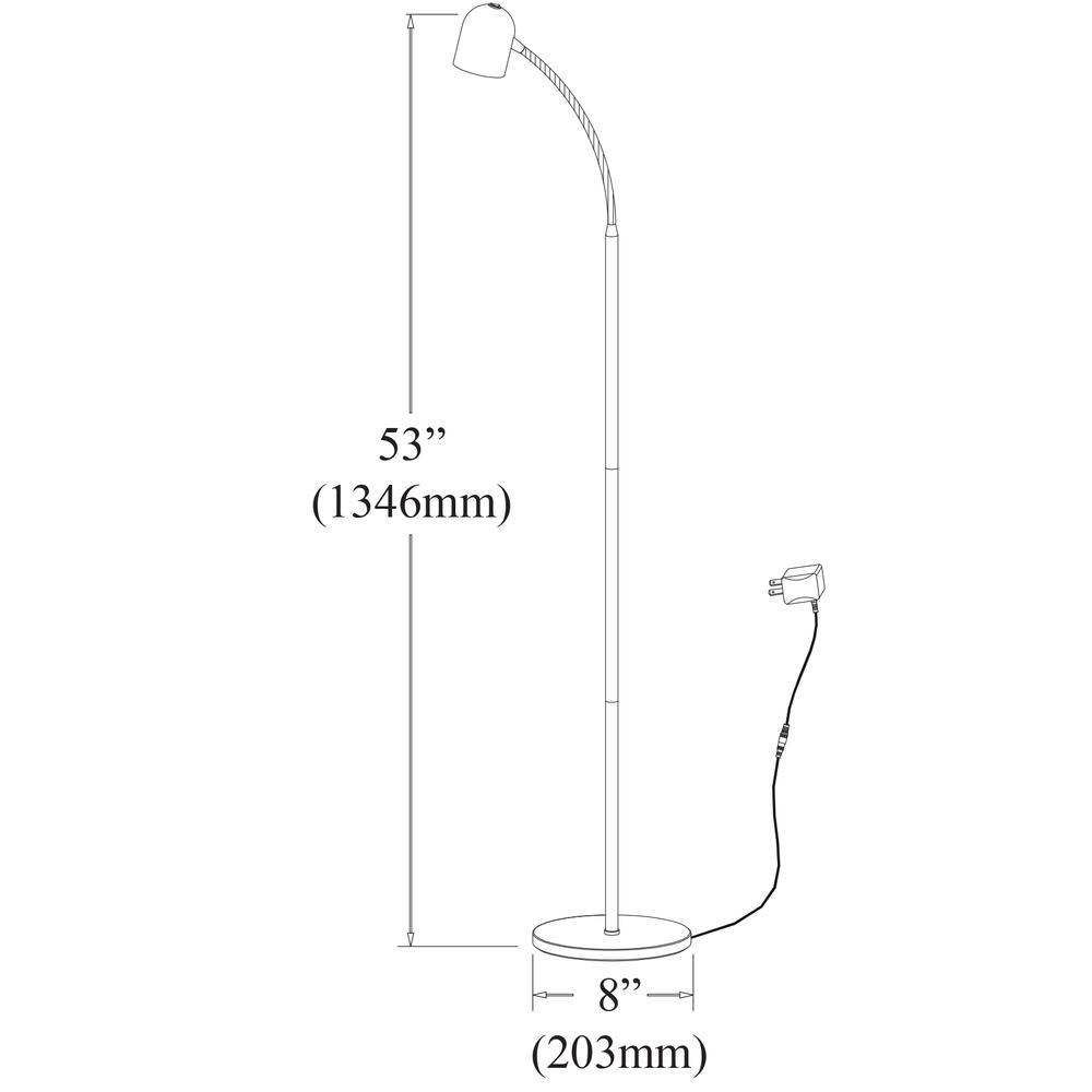 5W Floor Lamp, Satin Chrome Finish. Picture 3