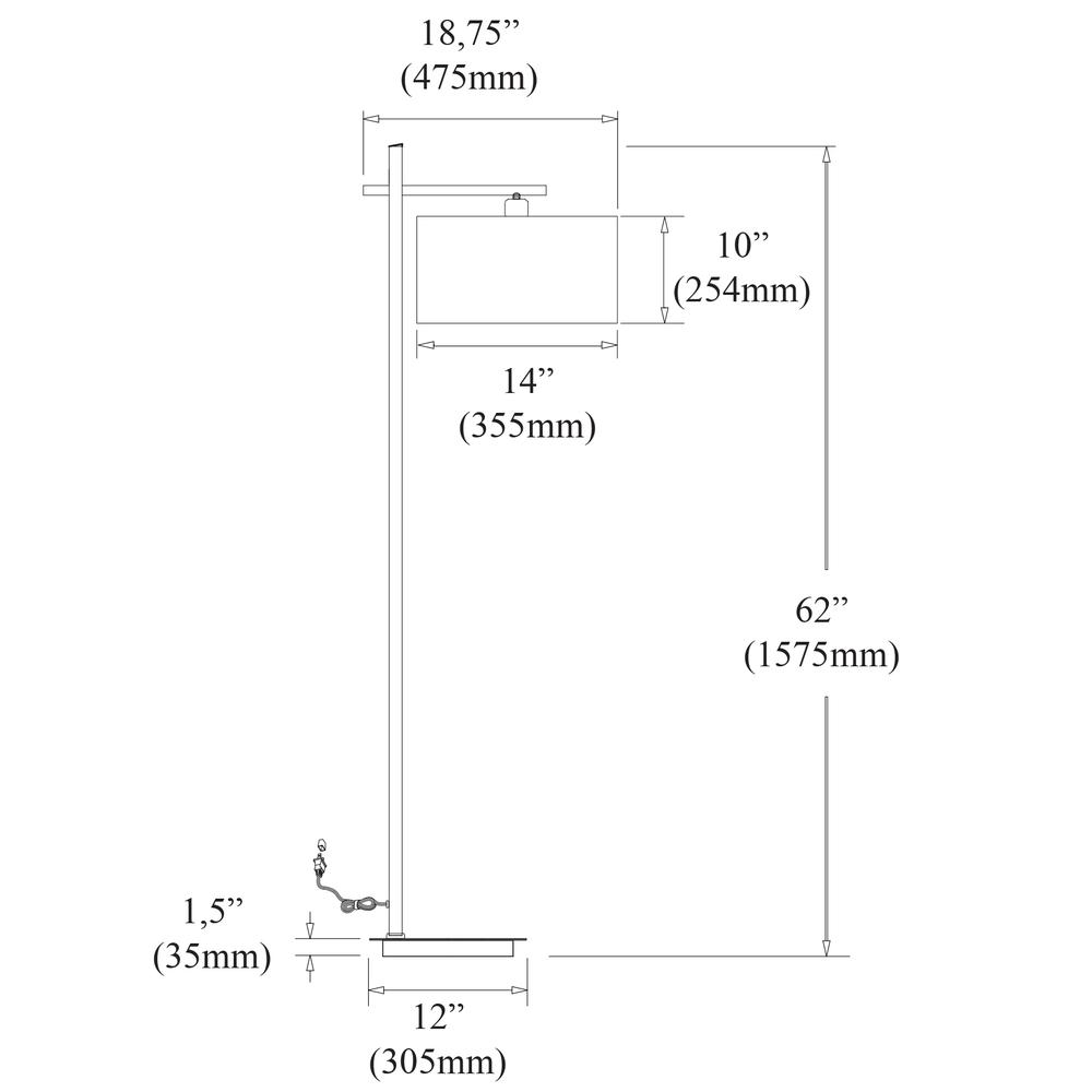 1LT Floor Lamp, Satin Chrome Finish. Picture 3