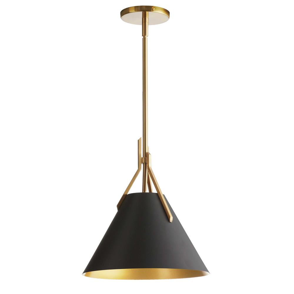 1LT Incandescent Pendant, AGB, BK metal shade. Picture 1