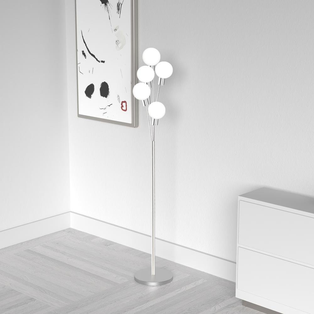 5LT Incandescent Floor Lamp, SC,White Glass. Picture 2