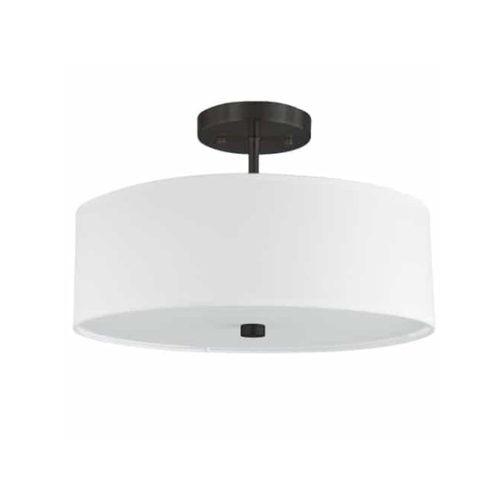 3LT Semi-Flush MB, White Shade. Picture 1
