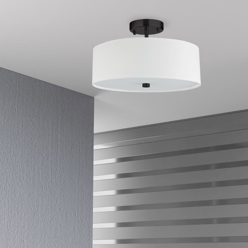 3LT Semi-Flush MB, White Shade. Picture 2