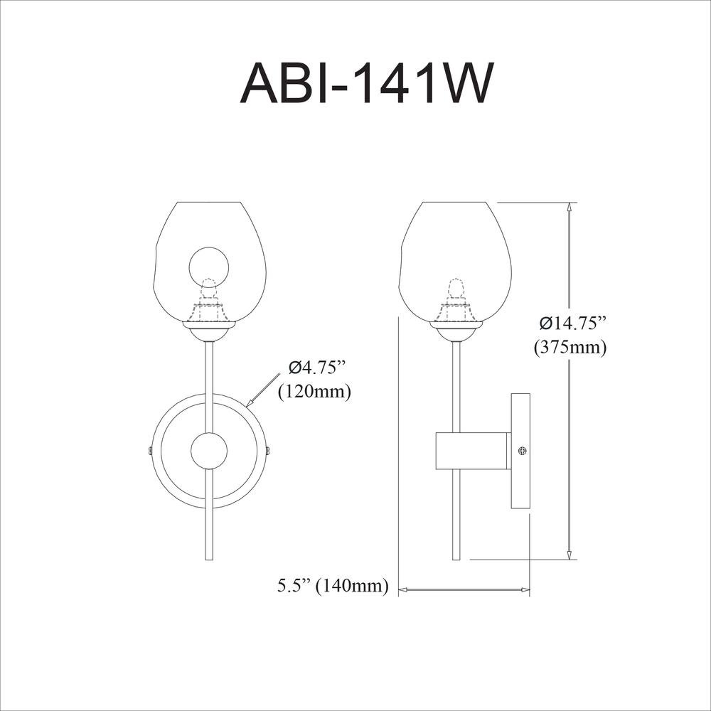 1LT Vanity Light, MB, Clear Glass. Picture 2