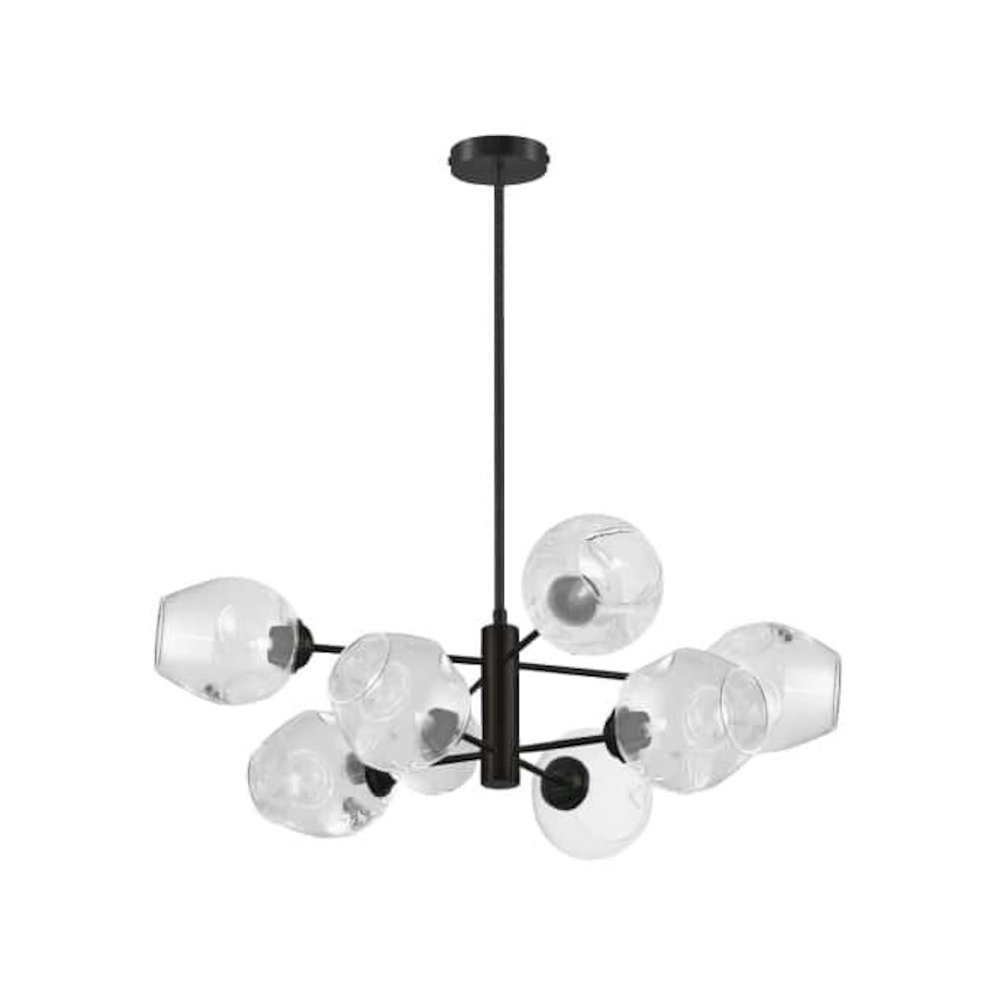8LT Chandelier, MB, Clear Glass. Picture 1