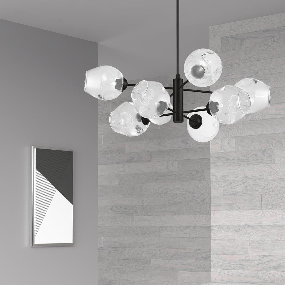 8LT Chandelier, MB, Clear Glass. Picture 2
