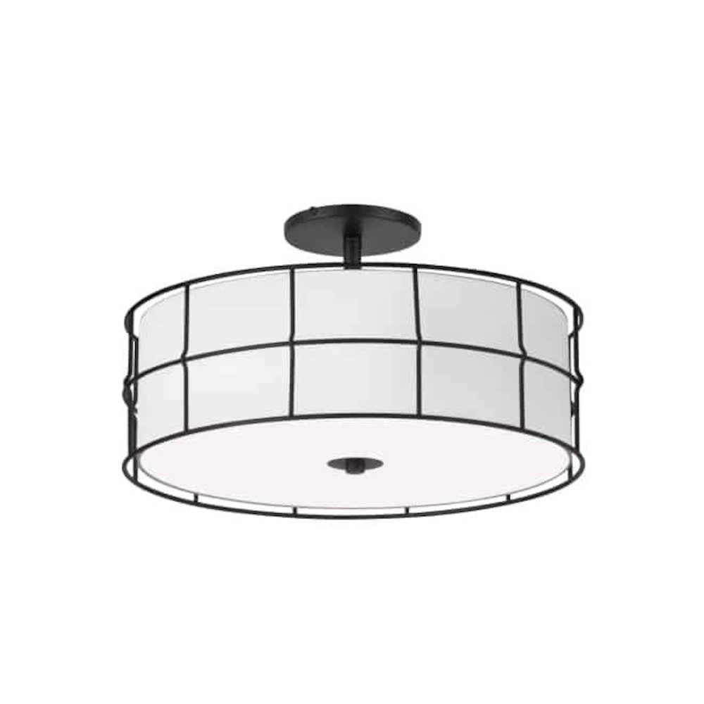 3LT Semi-Flush Mount, MB,WH shade. Picture 1
