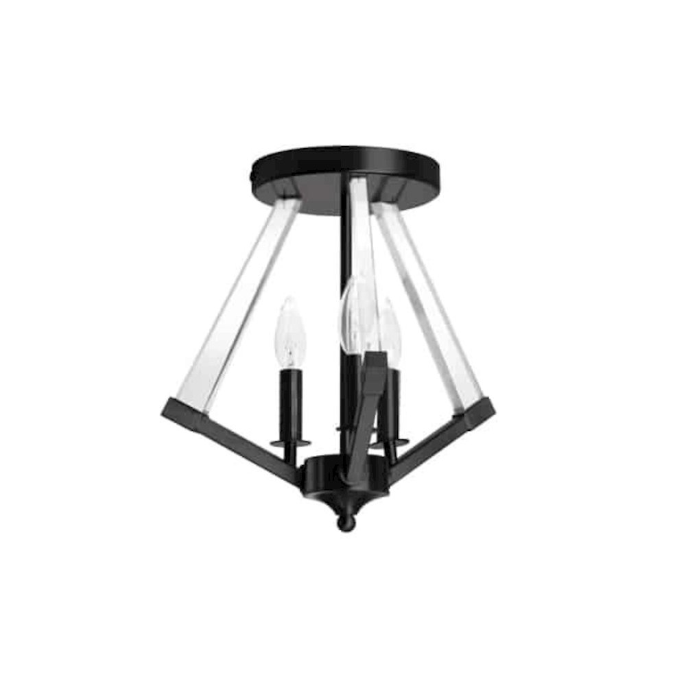 3LT Semi-Flush Mount,  MB, Clear Acrylic. Picture 1