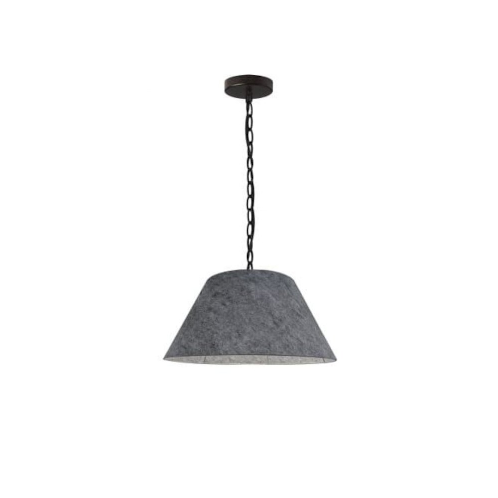1LT Brynn Small Pendant, GRY Felt Shade, Black. Picture 1