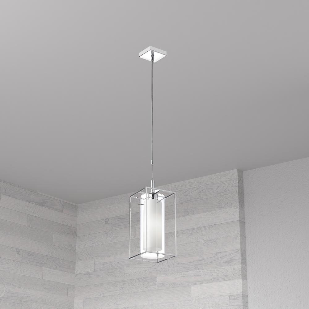 1LT Pendant, Rectangular Metal Frame,Frosted Gls. Picture 2