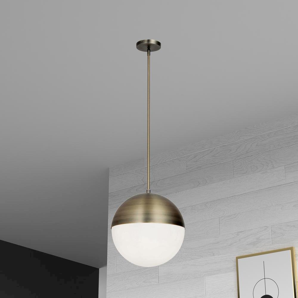 3LT Halogen Pendant, AB, WH Opal Glass. Picture 2