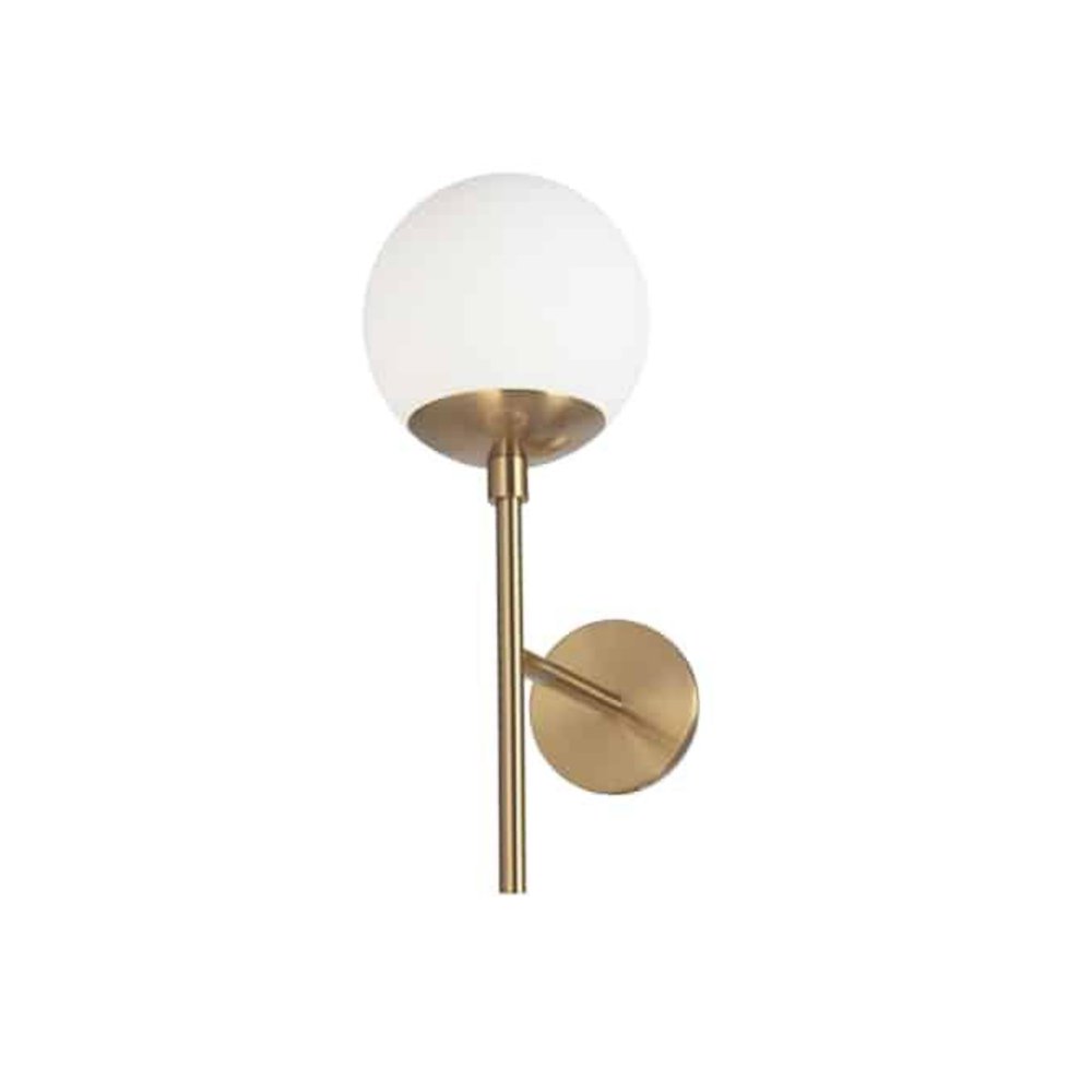 1LT Wall Sconce,  AGB, WH Opal Glass. Picture 1