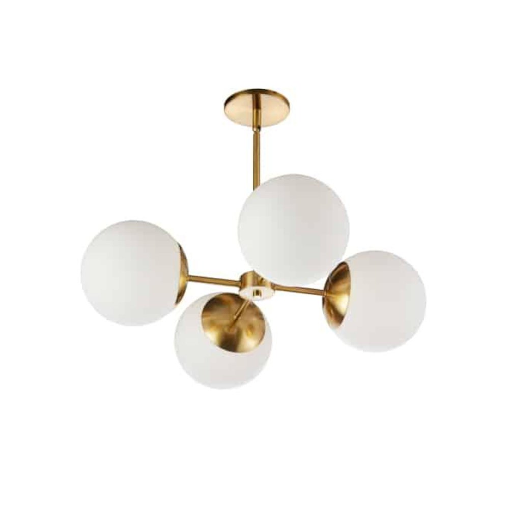 4LT Chandelier,  AGB, WH Opal Glass. Picture 1