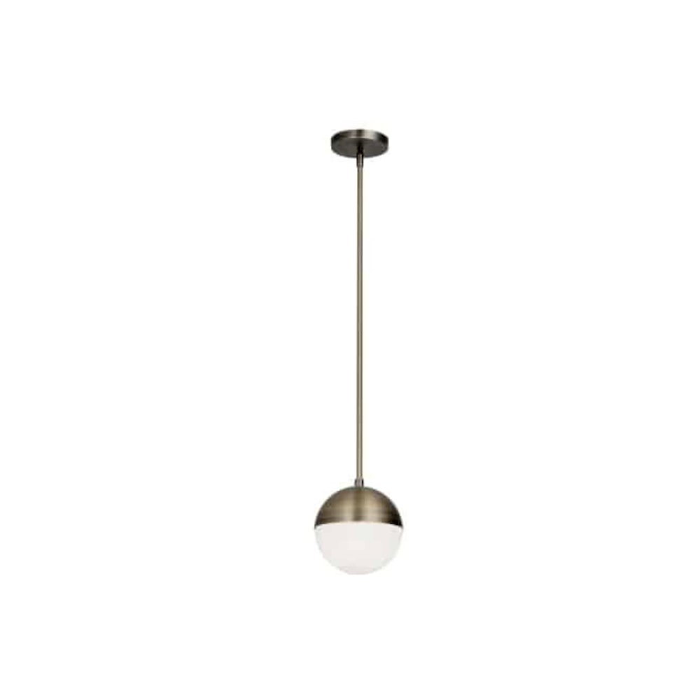 1LT Halogen Pendant, AB, WH Opal Glass. Picture 1