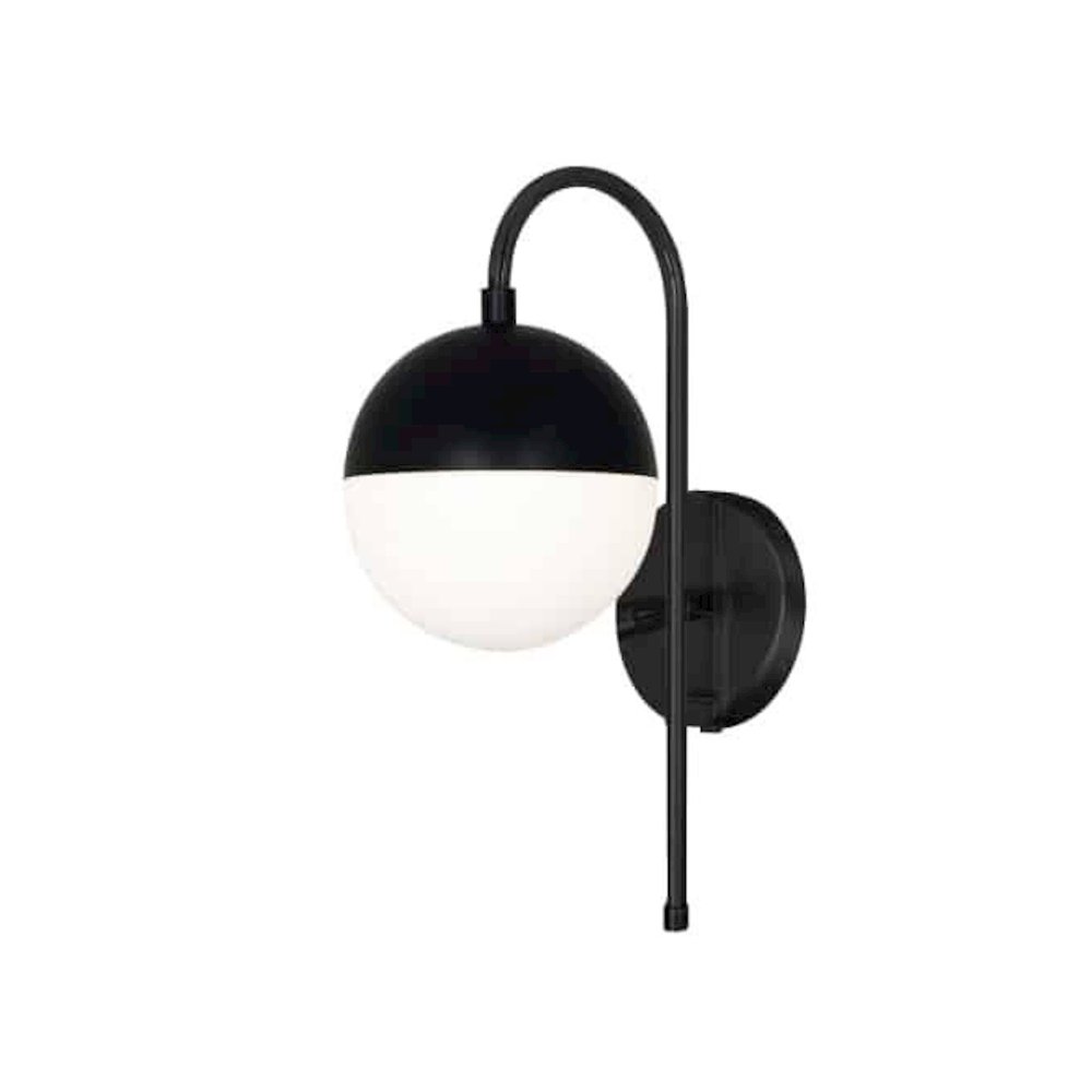 1LT Halogen Sconce MB, WH Opal Glass HW + Plug. Picture 1