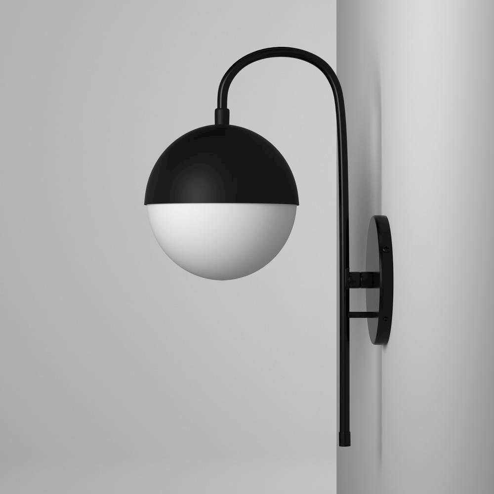 1LT Halogen Sconce MB, WH Opal Glass HW + Plug. Picture 7
