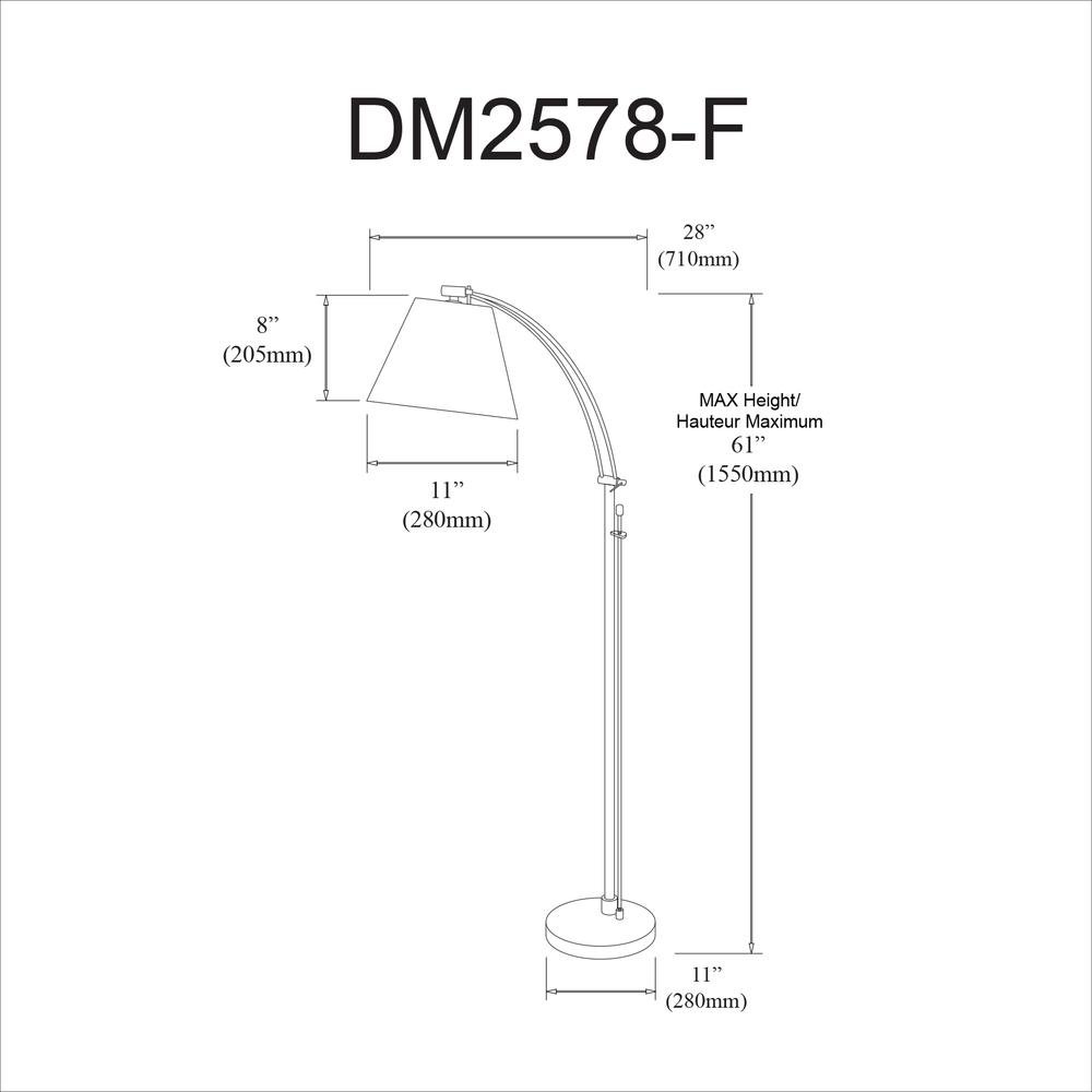 1LT Incan Adjustable Floor Lamp, SC, WH Shade. Picture 3