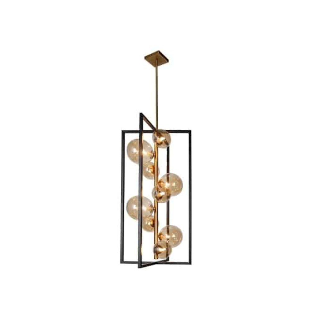 9LT Halogen Pendant MB & VB, Champagne Glass. Picture 1