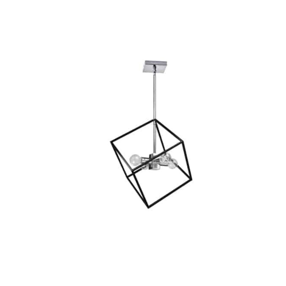 4LT Pendant, Polished Chrome & Matte Black Finish. Picture 1