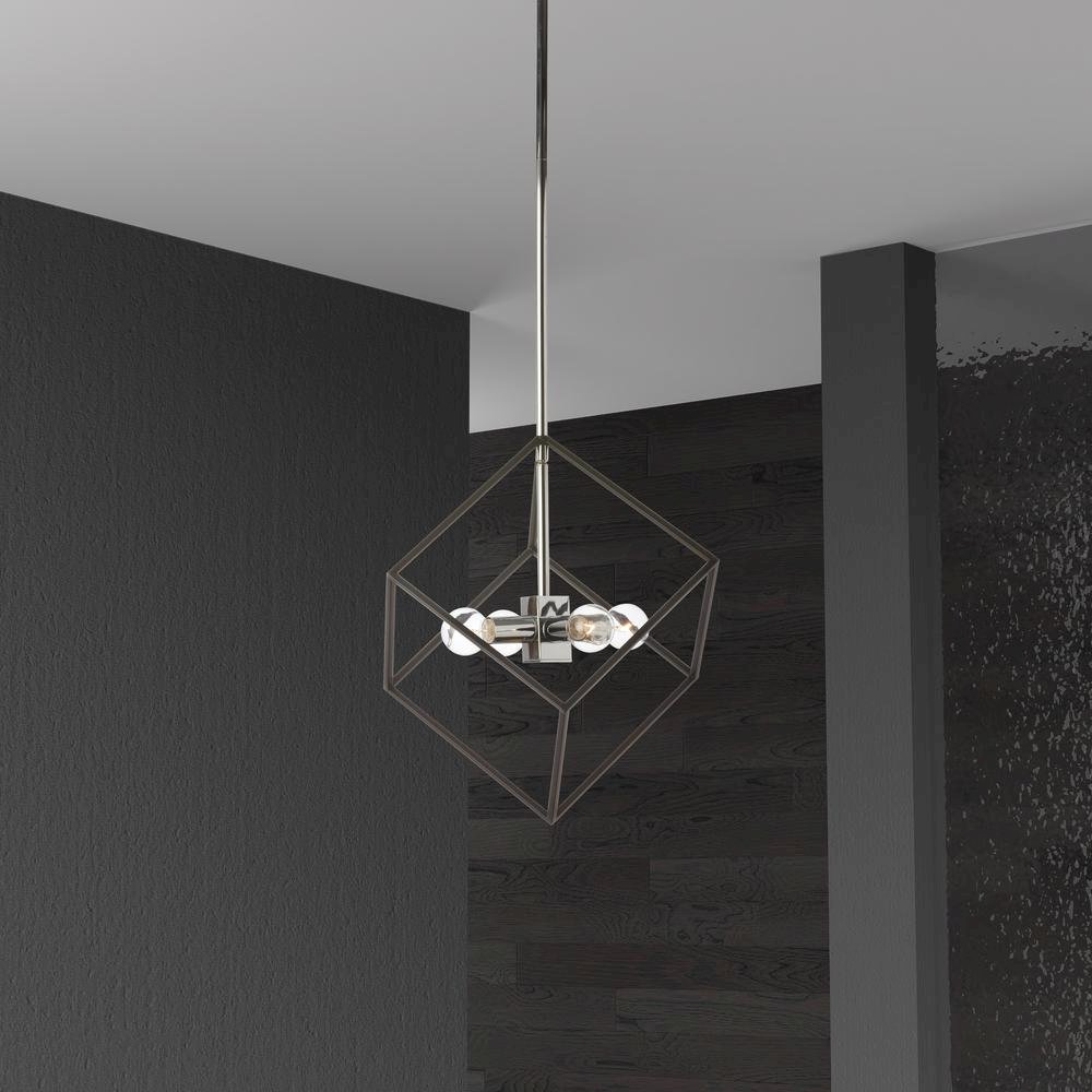 4LT Pendant, Polished Chrome & Matte Black Finish. Picture 2
