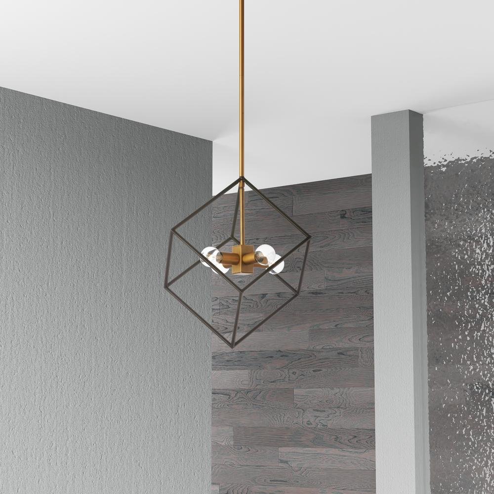 4LT Pendant, Vintage Bronze & Matte Black Finish. Picture 2