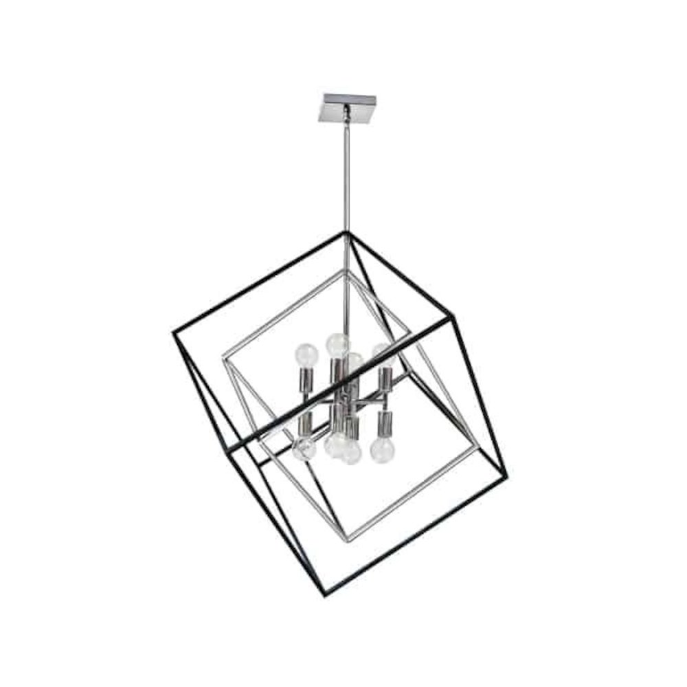 8LT Pendant, Polished Chrome & Matte Black Finish. Picture 1
