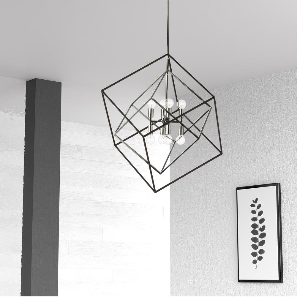 8LT Pendant, Polished Chrome & Matte Black Finish. Picture 2