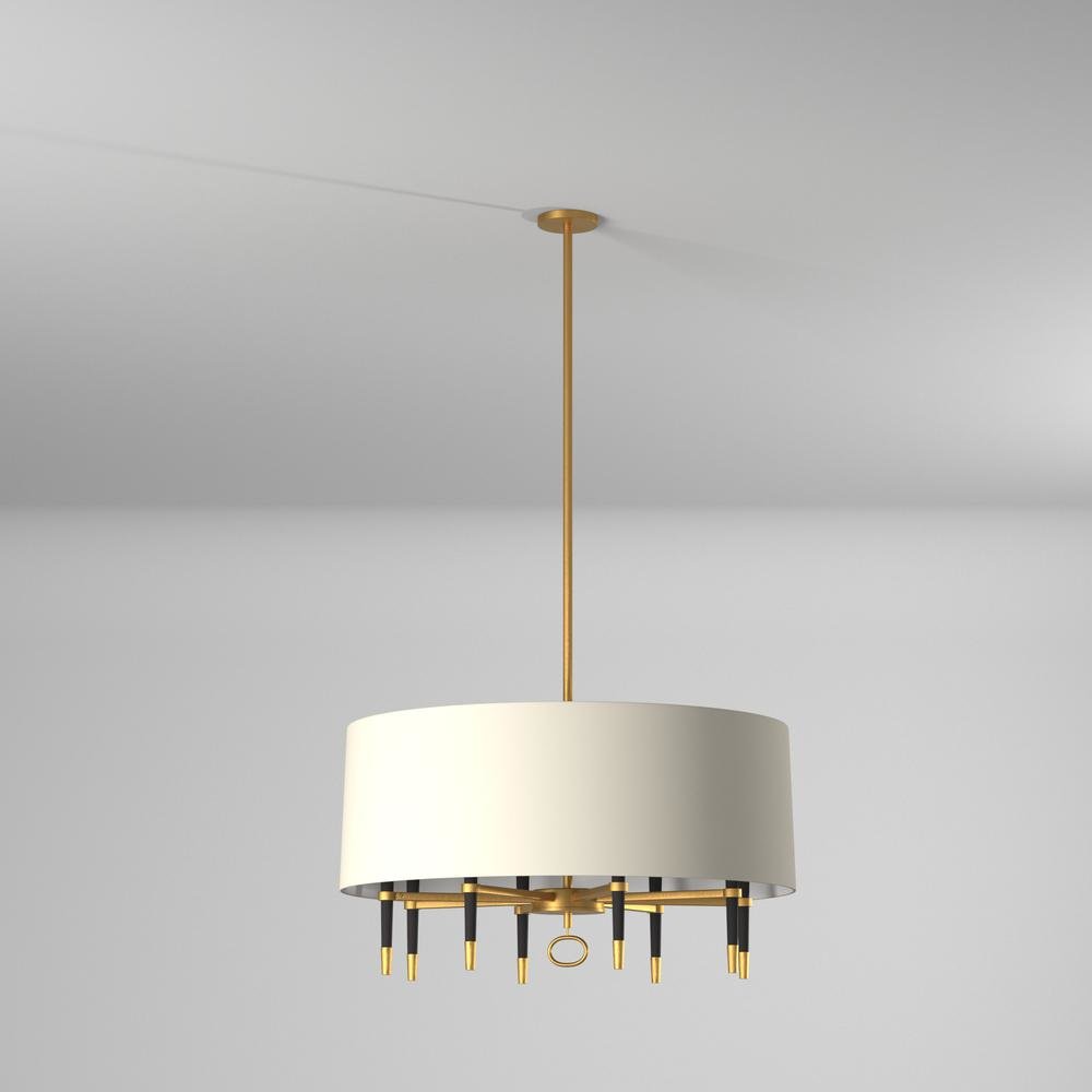 6LT Incandescent Chandelier, VB, Cream Shade. Picture 5