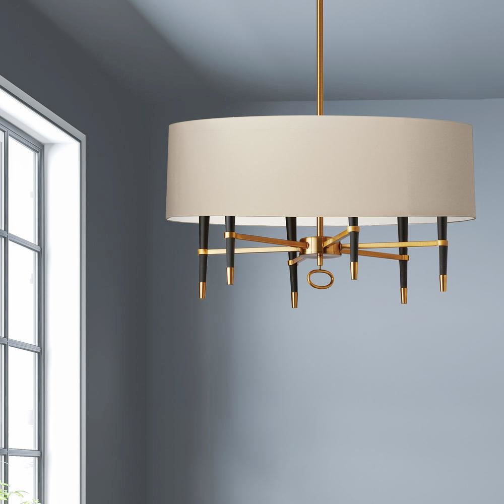 6LT Incandescent Chandelier, VB, Cream Shade. Picture 2