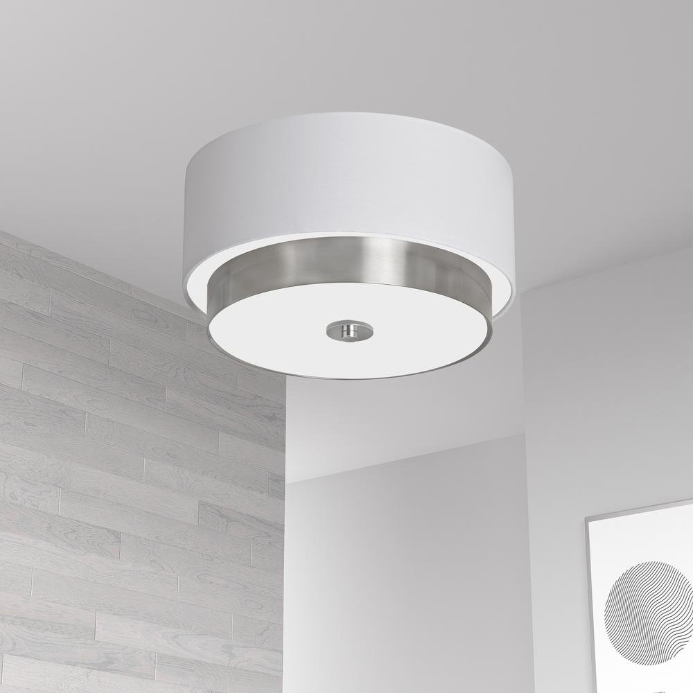 14"Flush-Mount,White Linen Shd. Picture 2