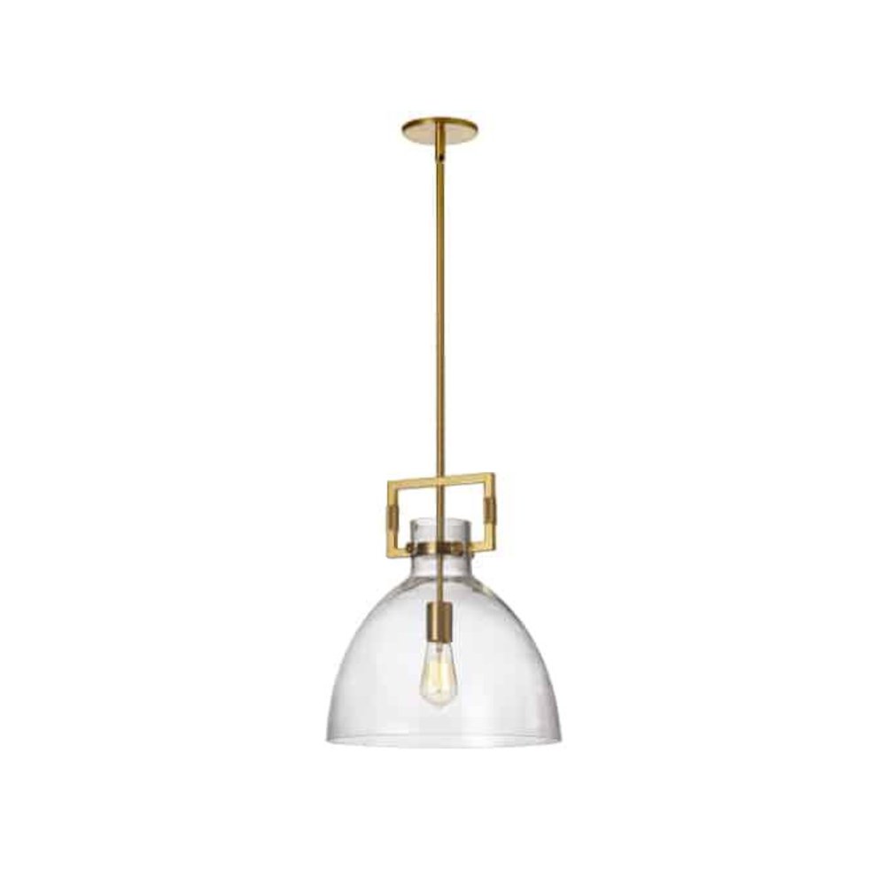 1LT Pendant, Aged Brass Finish. Picture 1