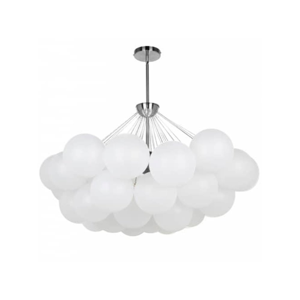 8LT Chandelier,  PC, FR Glass. Picture 1