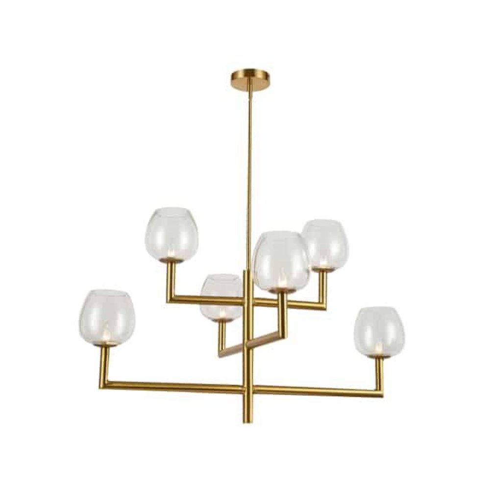6LT Chandelier,  AGB, CLR Glass. Picture 1