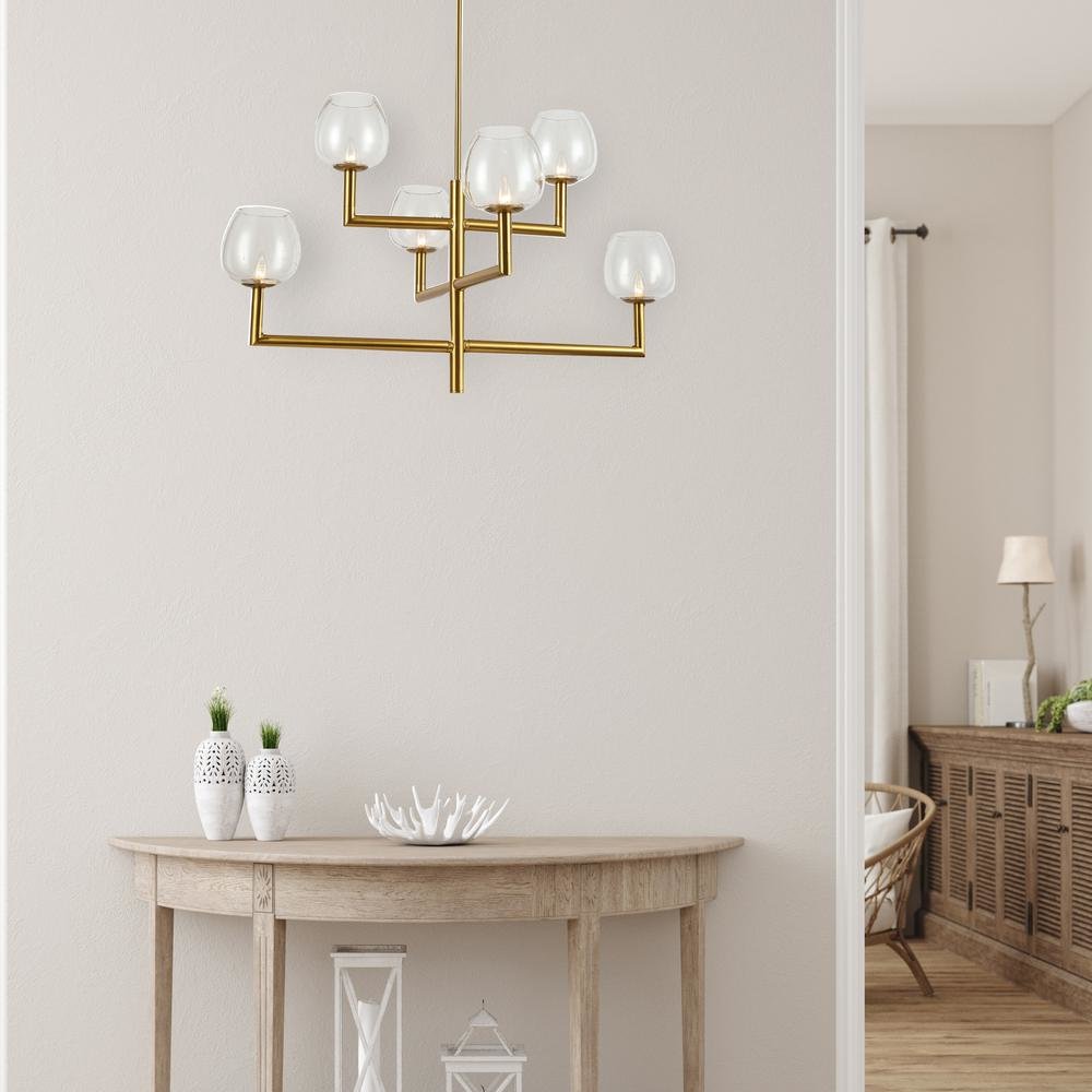 6LT Chandelier,  AGB, CLR Glass. Picture 2