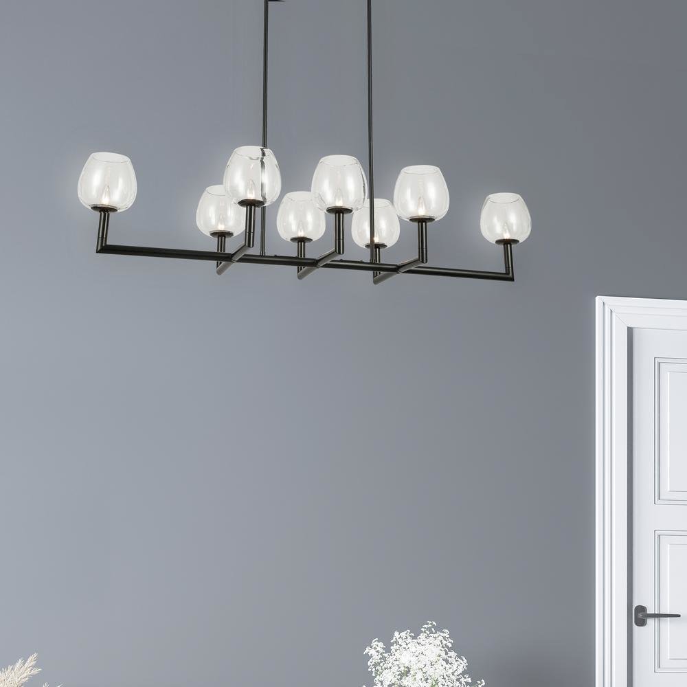 8LT Horiz Chandelier,  MB, CLR Glas. Picture 2