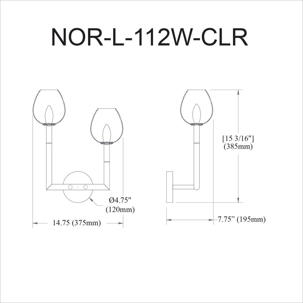 2LT Incandescent Wall Sconce,  MB, CLR Glass. Picture 2